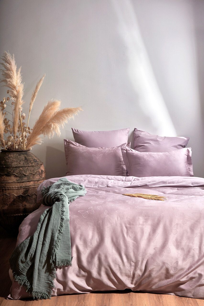 Lenjerie de pat dubla, L'essentiel Maison, Kelebek, Violet - imagine 4